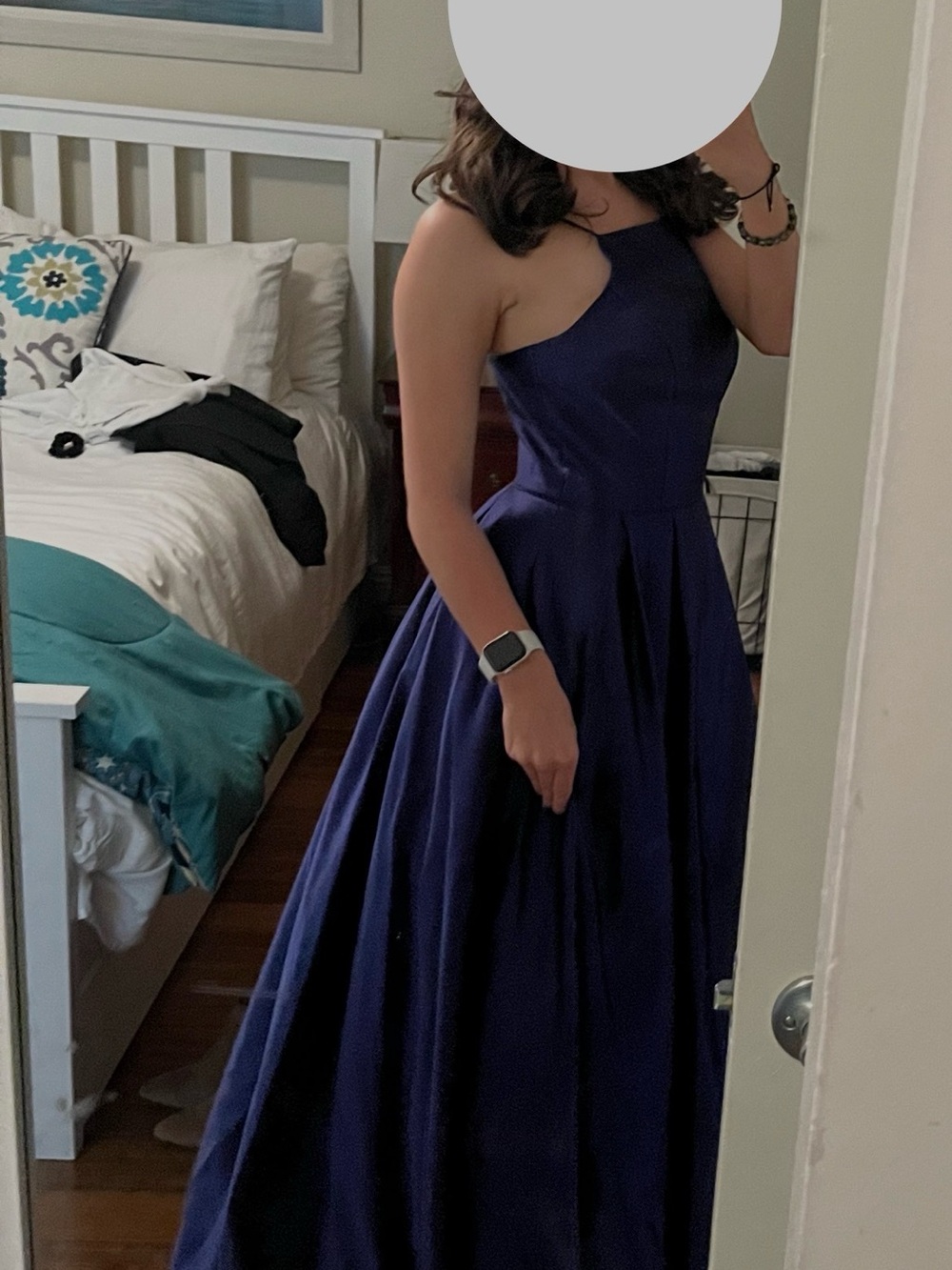 Betsy & Adam Deep Navy A-Line Prom Gown